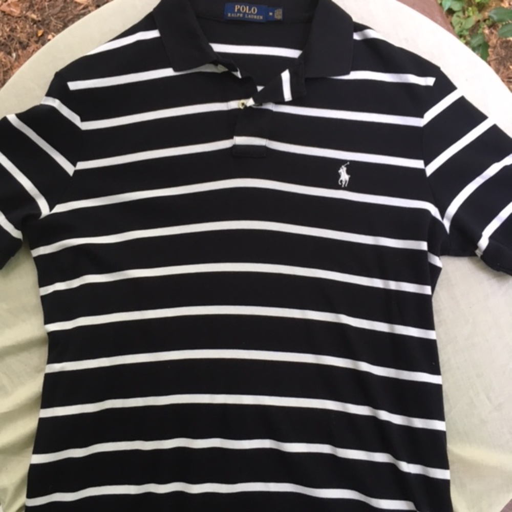 Polo Black and White Stripes
